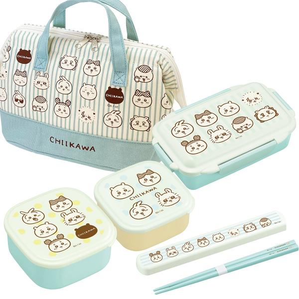 ちいかわ ストライプ お買得４点セット ４点ロックお弁当箱 500ml 箸＆箸箱 19.5cm シー...