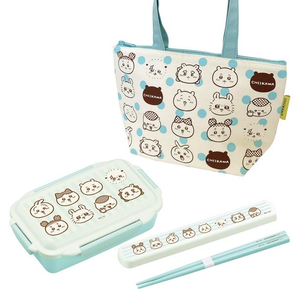 ちいかわ ストライプ ４点ロックお弁当箱 500ml 箸＆箸箱 19.5cm ランチバッグ セット