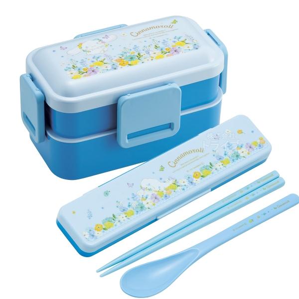 シナモロール シナモン パステル花柄 ４点ロックお弁当箱 ２段 コンビ セット PFLW4