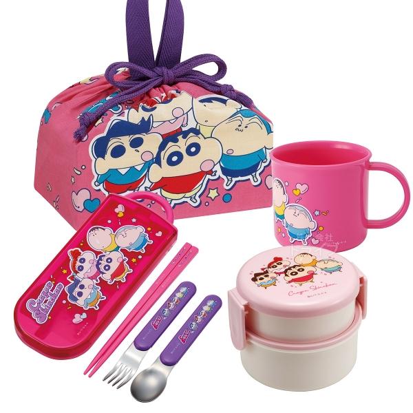 クレヨンしんちゃん 25 お買得４点セット 丸型2段ランチボックス トリオ コップ 巾着セット