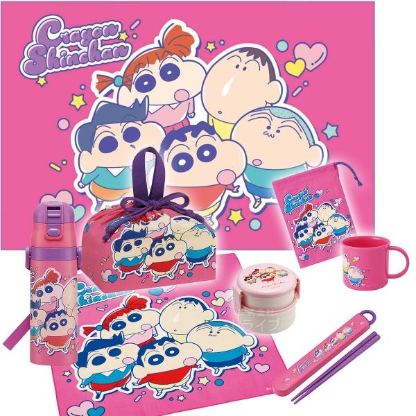 クレヨンしんちゃん 25 お買得８点セット 丸型２段お弁当箱 箸＆箸箱 巾着 ランチクロス コップ ...