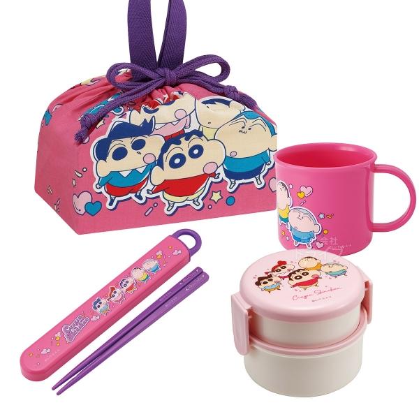 クレヨンしんちゃん 25 お買得４点セット 丸型2段ランチボックス 箸＆箸箱 コップ 巾着セット