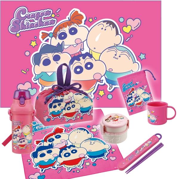 クレヨンしんちゃん 25 お買得８点セット 丸型２段お弁当箱 箸＆箸箱 巾着 ランチクロス コップ ...