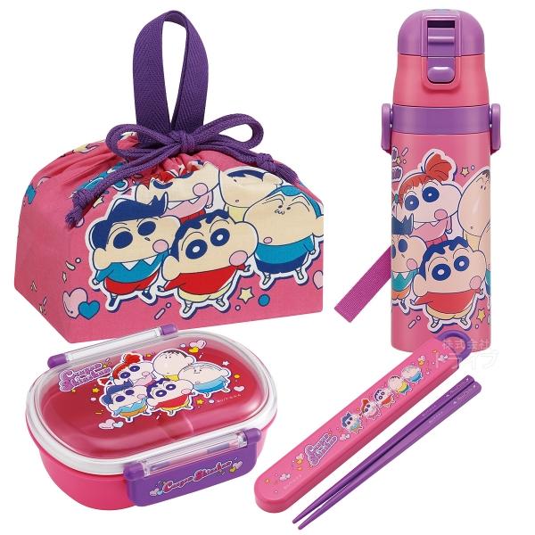 クレヨンしんちゃん 25 お買得４点セット 抗菌 お弁当箱 中子付 360ml 箸＆箸箱 巾着 水筒