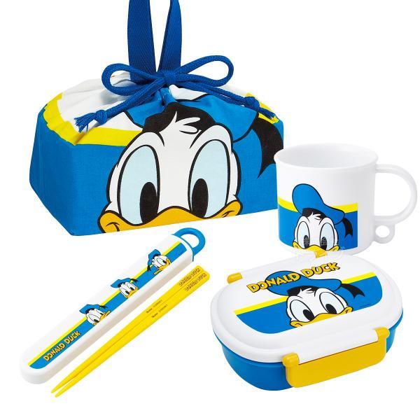 ドナルドダック お買得４点セット 抗菌 お弁当箱 中子付 360ml 箸＆箸箱 コップ 巾着セット