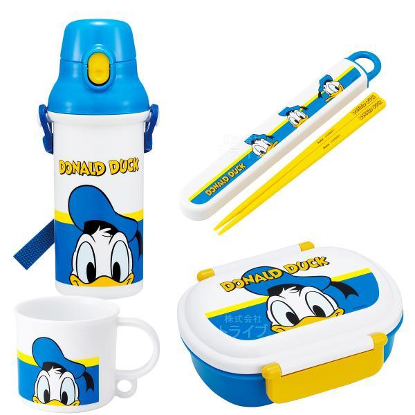 ドナルドダック お買得４点セット 抗菌 お弁当箱 中子付 360ml 箸＆箸箱 コップ プラ水筒