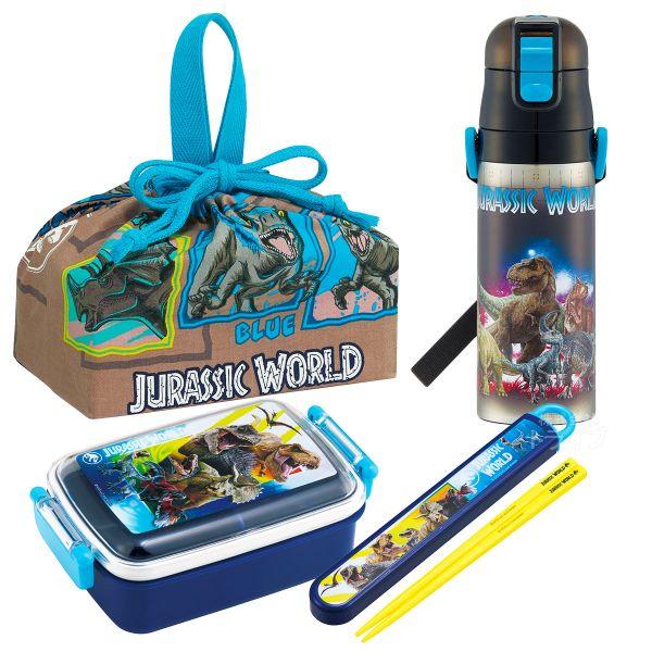 ジュラシックワールド お買得4点セット 抗菌 角型お弁当箱 450ml 箸＆箸箱 巾着 水筒