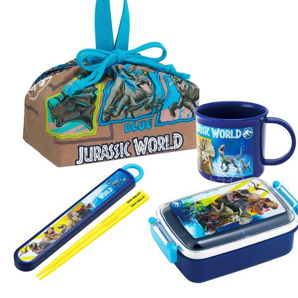 ジュラシックワールド お買得4点セット 抗菌 角型お弁当箱 450ml 箸＆箸箱 コップ 巾着セット