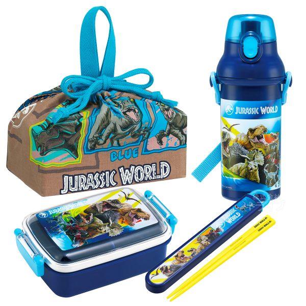 ジュラシックワールド お買得4点セット 抗菌 角型お弁当箱 450ml 箸＆箸箱 巾着 プラ水筒