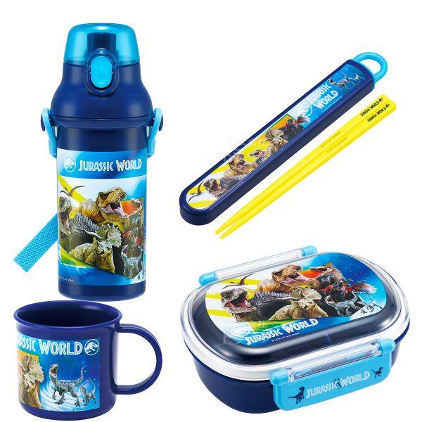 ジュラシックワールド お買得4点セット 抗菌 お弁当箱 中子付 360ml 箸＆箸箱 コップ プラ水...