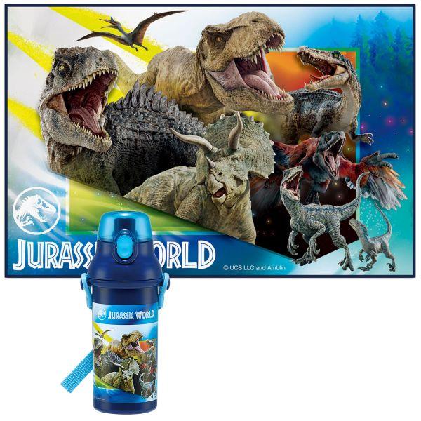 ジュラシックワールド 抗菌 直飲みプラ ワンタッチボトル レジャーシート 2点セット