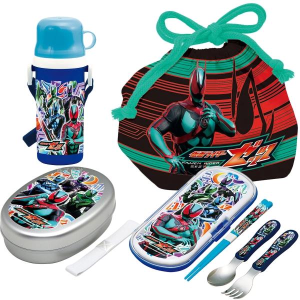 仮面ライダーゼッツ お買得４点セット アルミお弁当箱 トリオ 巾着 コップ付直飲みプラ水筒