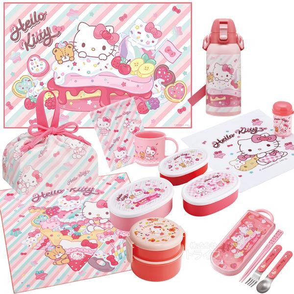 ハローキティ 26 お買得１０点セット 丸型ランチボックス2段 フォーク付 トリオ 巾着 水筒600...