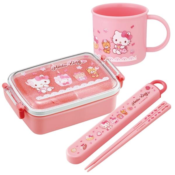 2月下旬入荷予定 ハローキティ 26 角型お弁当箱 450ml 箸＆箸箱 コップセット