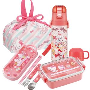 ハローキティ パステル花柄 お買得4点セット 4点ロック 2段 弁当箱