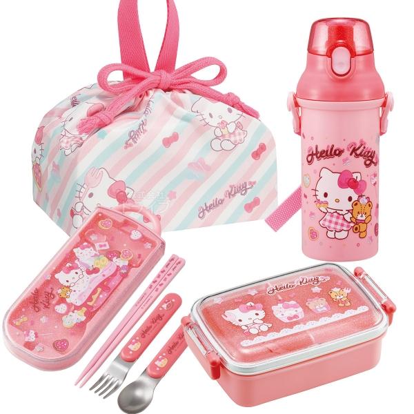 ハローキティ 26 お買得４点セット 角型お弁当箱 450ml トリオ 巾着 プラ水筒