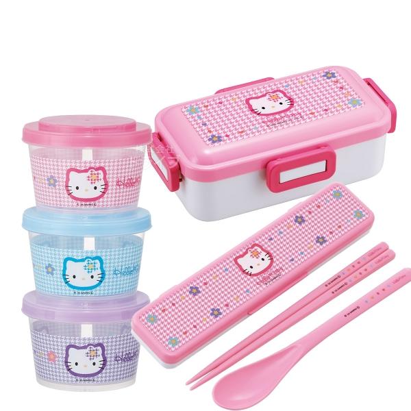 ハローキティ カオハナ 抗菌 ４点ロックお弁当箱650ml コンビ フードコンテナ3P セット