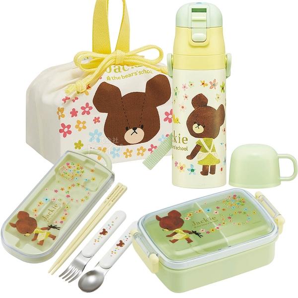 くまのがっこう お買得４点セット 抗菌 角型お弁当箱 450ml トリオ 巾着 2WAY水筒