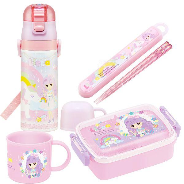 リカちゃん お買得４点セット 抗菌 角型お弁当箱 450ml 箸＆箸箱 コップ 2WAY水筒