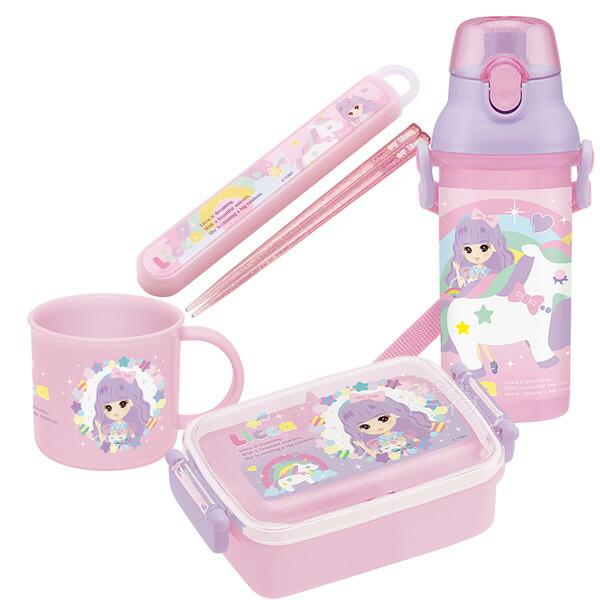 リカちゃん お買得４点セット 抗菌 角型お弁当箱 450ml 箸＆箸箱 コップ プラ水筒