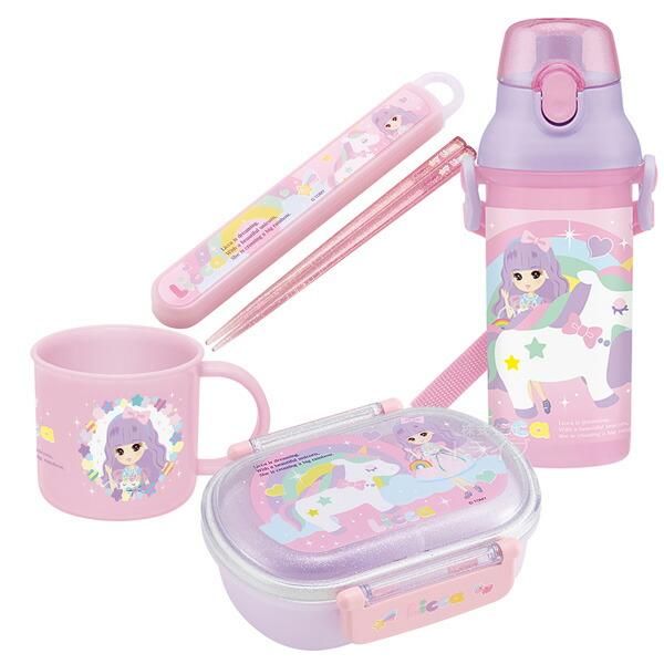 リカちゃん お買得４点セット 抗菌 お弁当箱 中子付 360ml 箸＆箸箱 コップ プラ水筒