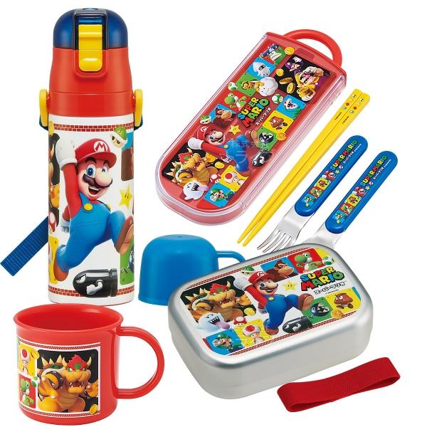 スーパーマリオ お買得４点セット アルミお弁当箱 370ml トリオ コップ 2WAY水筒