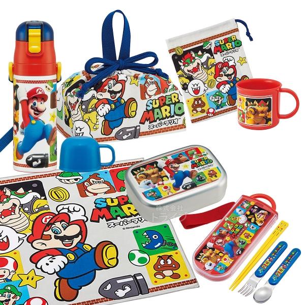 スーパーマリオ お買得７点セット アルミお弁当箱 370ml トリオ コップ コップ袋 2WAY水筒...