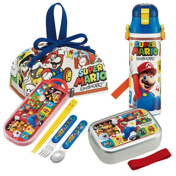 スーパーマリオ お買得４点セット アルミお弁当箱 370ml トリオ 巾着 水筒580ml