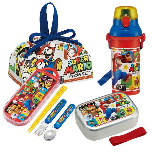 スーパーマリオ お買得４点セット アルミお弁当箱 370ml トリオ 巾着 プラ水筒