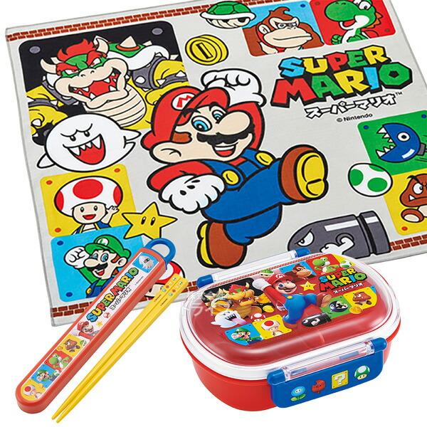 スーパーマリオ 抗菌 お弁当箱 中子付 360ml 箸＆箸箱 ランチクロスセット