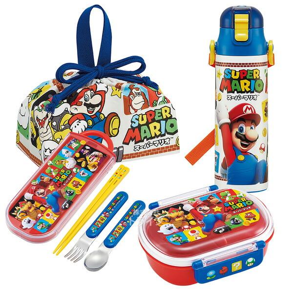 スーパーマリオ お買得４点セット 抗菌 お弁当箱 中子付 360ml トリオ 巾着 水筒580ml
