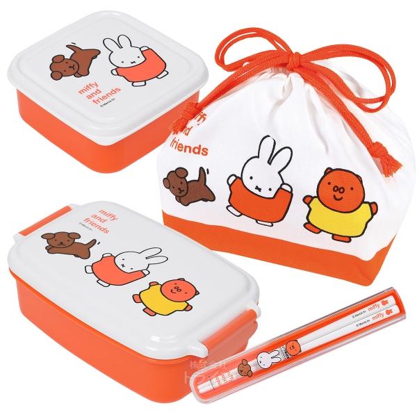 ミッフィー お買得４点セット 角型お弁当箱 仕切り付 500ml シールBOX 箸＆箸箱 巾着