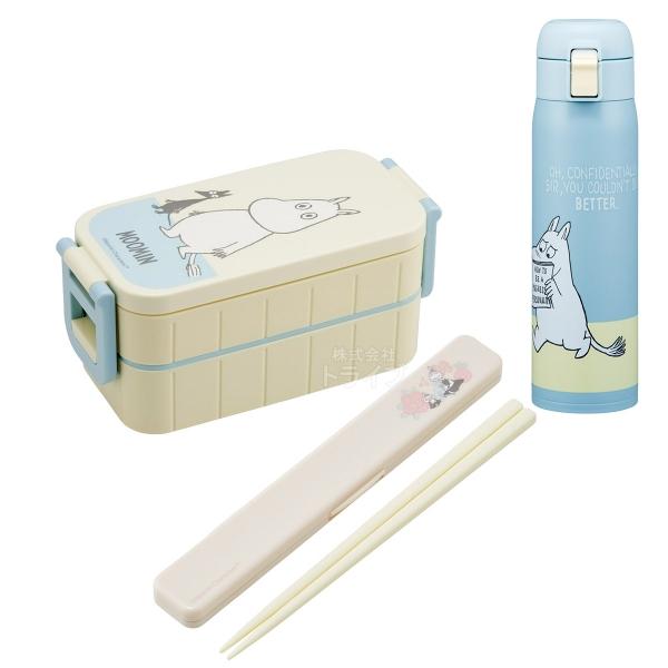 ムーミン 抗菌 ４点ロックお弁当箱650ml 箸付２段 箸＆箸箱 水筒480ml セット YZW3A...
