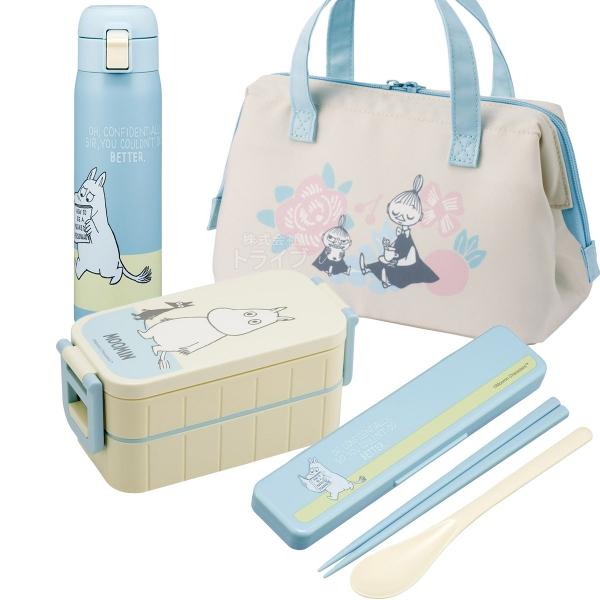 ムーミン お買得４点セット 抗菌 箸付お弁当箱650ml ２段 コンビ がま口型ランチバッグ 水筒4...