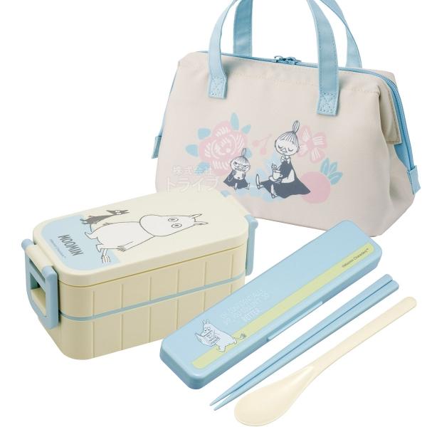 ムーミン 抗菌 箸付お弁当箱650ml ２段 コンビ がま口型ランチバッグ セット