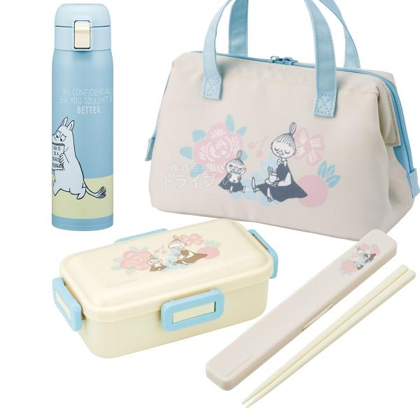 ムーミン お買得４点セット 抗菌 ４点ロックお弁当箱650ml 箸＆箸箱 がま口型ランチバッグ 水筒...