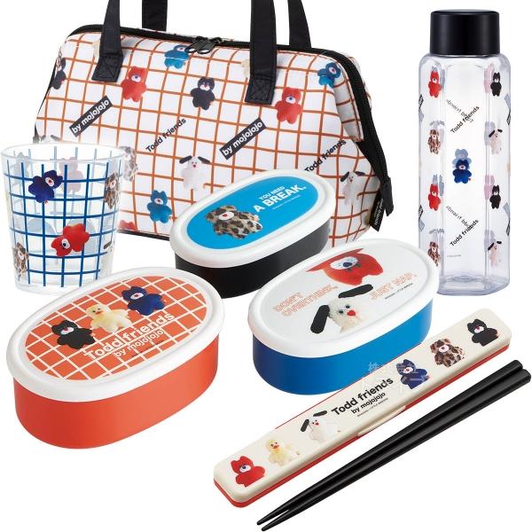 mojojojo お買得５点セット シール容器3P 箸＆箸箱 がま口型ランチバッグ プラボトル 35...