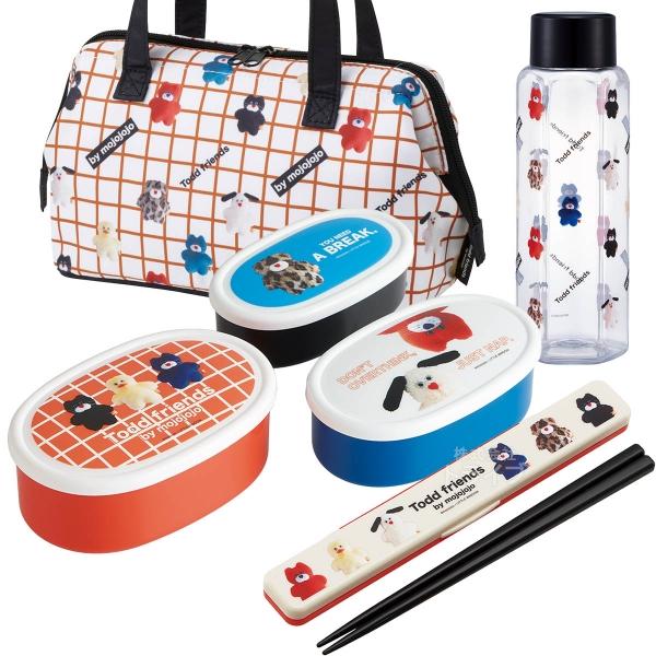 mojojojo お買得４点セット シール容器3P 箸＆箸箱 がま口型ランチバッグ プラボトル 35...