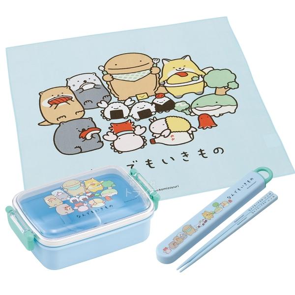 なんでもいきもの 抗菌 角型お弁当箱 450ml 箸＆箸箱 ランチクロスセット