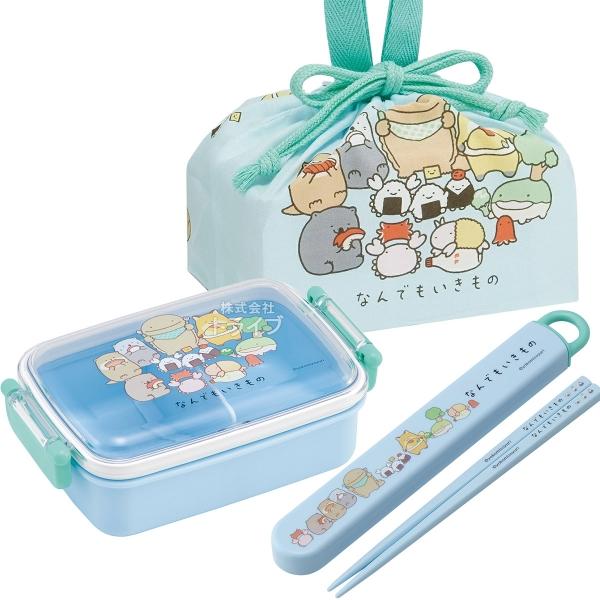 なんでもいきもの 抗菌 角型お弁当箱 450ml 箸＆箸箱 巾着セット