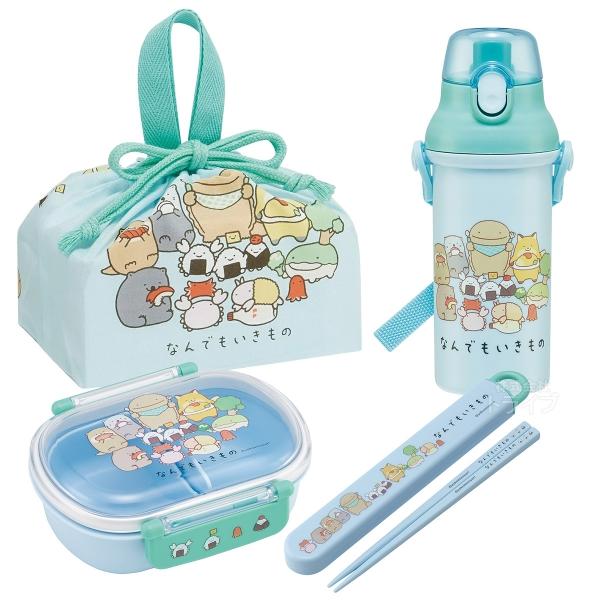 なんでもいきもの お買得４点セット 抗菌 お弁当箱 中子付 360ml 箸＆箸箱 巾着 プラ水筒