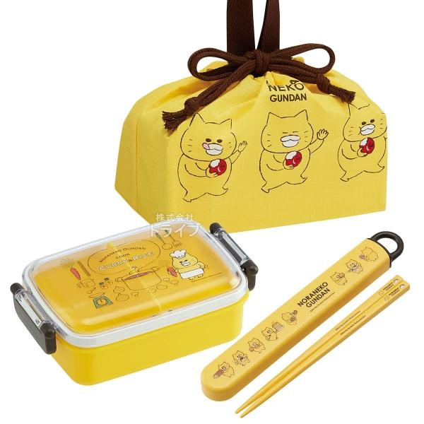 ノラネコぐんだん 抗菌 角型お弁当箱 450ml 箸＆箸箱 巾着セット