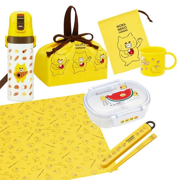 ノラネコぐんだん お買得７点セット 抗菌 お弁当箱 中子付 360ml 箸＆箸箱 巾着 ランチクロス...