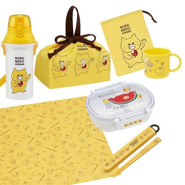 ノラネコぐんだん お買得７点セット 抗菌 お弁当箱 中子付 360ml 箸＆箸箱 巾着 ランチクロス...