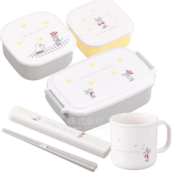ねずみくんのチョッキ お買得４点セット 角型お弁当箱 500ml 箸＆箸箱 コップ シール容器2P
