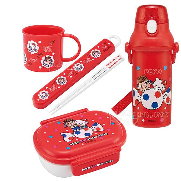 ペコちゃん キティ コラボ お買得４点セット 抗菌 お弁当箱 中子付 360ml 箸＆箸箱 コップ ...
