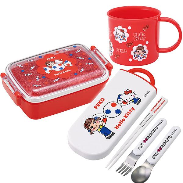 ペコちゃん キティ コラボ 抗菌 角型お弁当箱 450ml トリオ コップセット