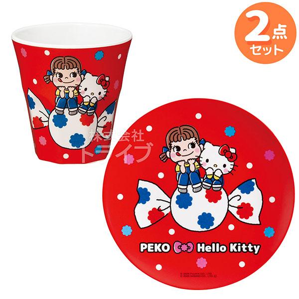 ペコちゃん キティ コラボ メラミンタンブラー メラミンプレート ２点セット
