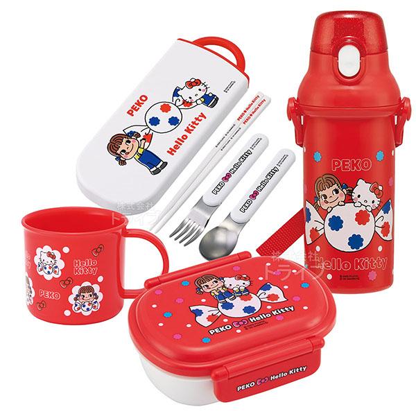 ペコちゃん キティ コラボ お買得４点セット 抗菌 お弁当箱 中子付 360ml トリオ コップ プ...