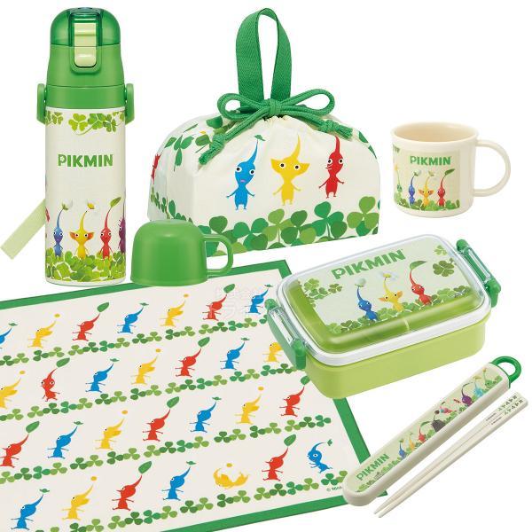 ピクミン お買得６点セット 抗菌 角型お弁当箱 450ml 箸＆箸箱 コップ 2WAY水筒 巾着 ラ...
